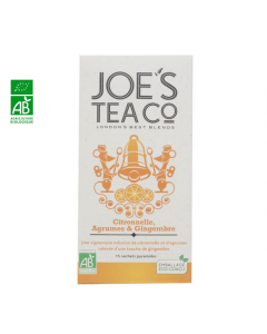 Infusion Citronnelle Agrume Gingembre BIO (15 sachets) | JOE'S TEA