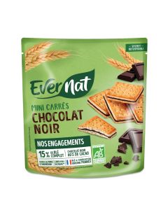 Biscuits Fourrés Chocolat Noir Mini Carrés BIO (180 gr) l EVERNAT