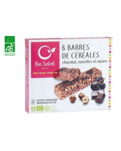 Barres De Cereales Chocolat Noisettes Et Raisins BIO 6 Sachets 125G BIOSOLEIL