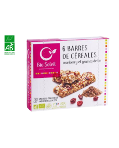 Barres De Cereales Cranberry Et Graines De Lin BIO 6 Sachets 125G BIOSOLEIL
