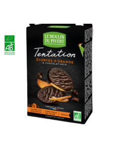 Biscuits Tentation Ecorces Orange Chocolat Noir BIO 5X2 Sachets 130G MOULIN DU PIVERT