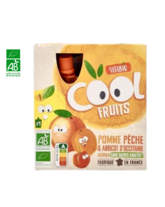 Compote Cool Fruits Pomme DAquitaine Peche Abricot Acerola Sans Sucres Ajoutes BIO 4X90G VITABIO