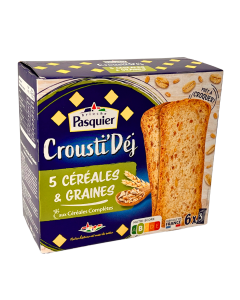 Biscottes 5 céréales Et Graines Crousti Dèj (180gr) | PASQUIER