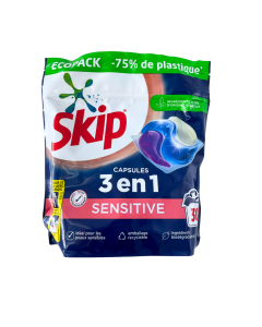 Lessive Capsule 3 en 1 sensitive (30*27gr) | SKIP