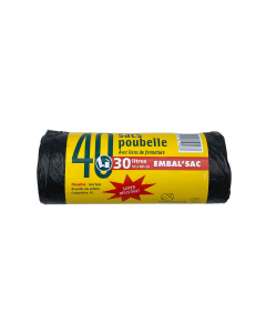 Sac Poubelle Noir 30 Litres (*40) | EMBAL'SAC