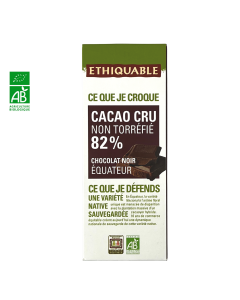 Tablette Chocolat Noir Cacao Cru 82% BIO (80gr) | ETHIQUABLE