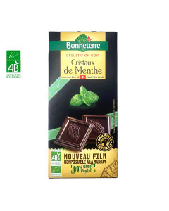 Tablette Chocolat Noir Cristaux Menthe BIO (90gr) | BONNETERRE