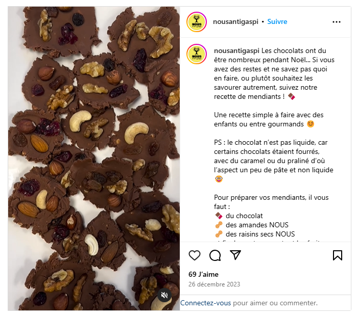Mendiants au chocolat anti-gaspi